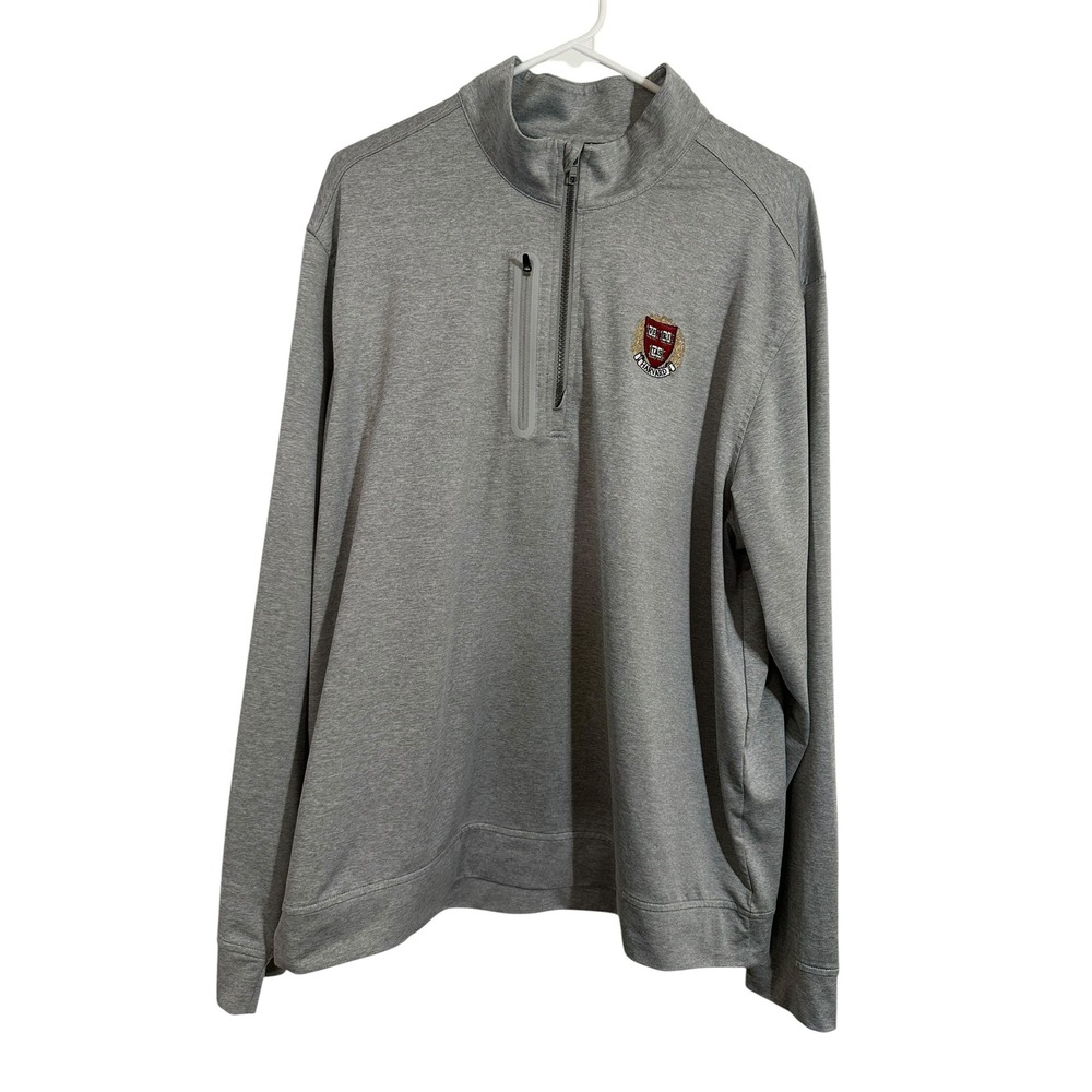 Cutter & Buck Harvard University Mens XL Gray Quarter Zip Pullover MCK09404